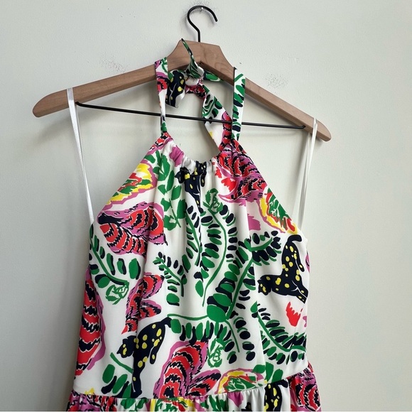 CK BRADLEY Mock Neck Halter Maxi Dress Puma Cat Floral Print tropical vibrant - Picture 11 of 16